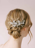 twigs and honey bridal spray of pearls and crystals hair comb