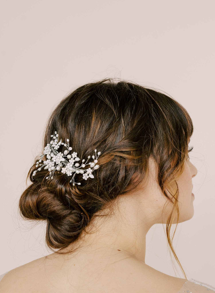 twigs and honey bridal spray of pearls and crystals hair comb