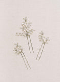 dainty bridal pearl and crystal, blossom, hair pin set by twigs and honey bhldn