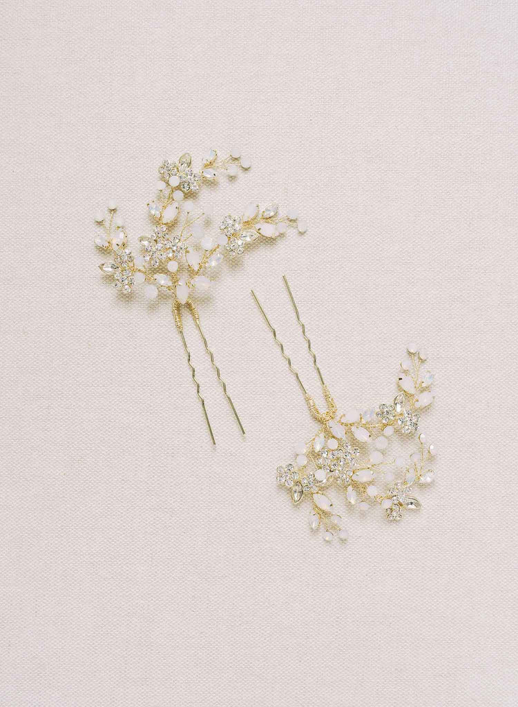 opal crystal bridal hairpins by twigs & honey
