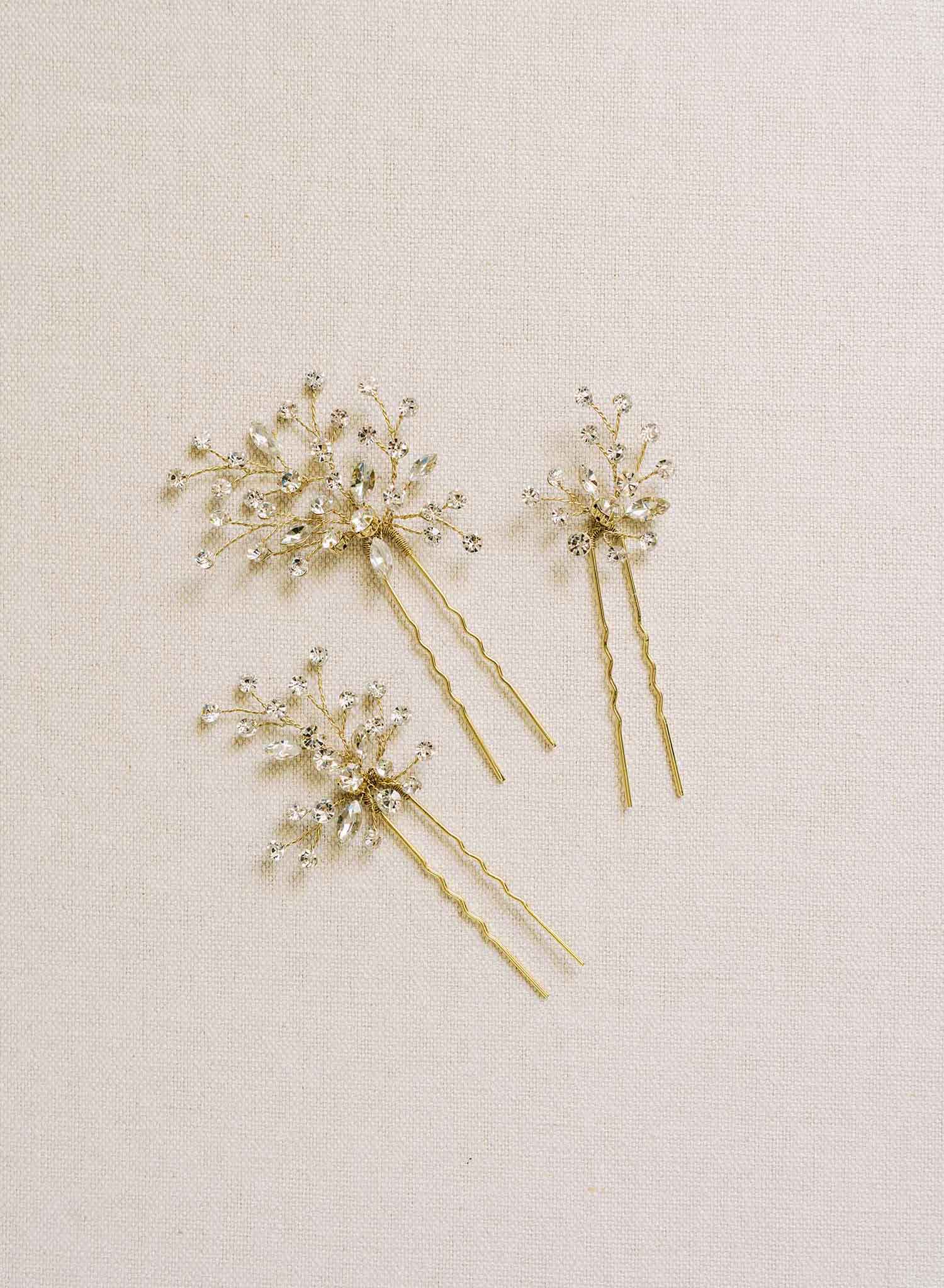 Rhinestone flourish bobby pin set of 3 - Style #2113
