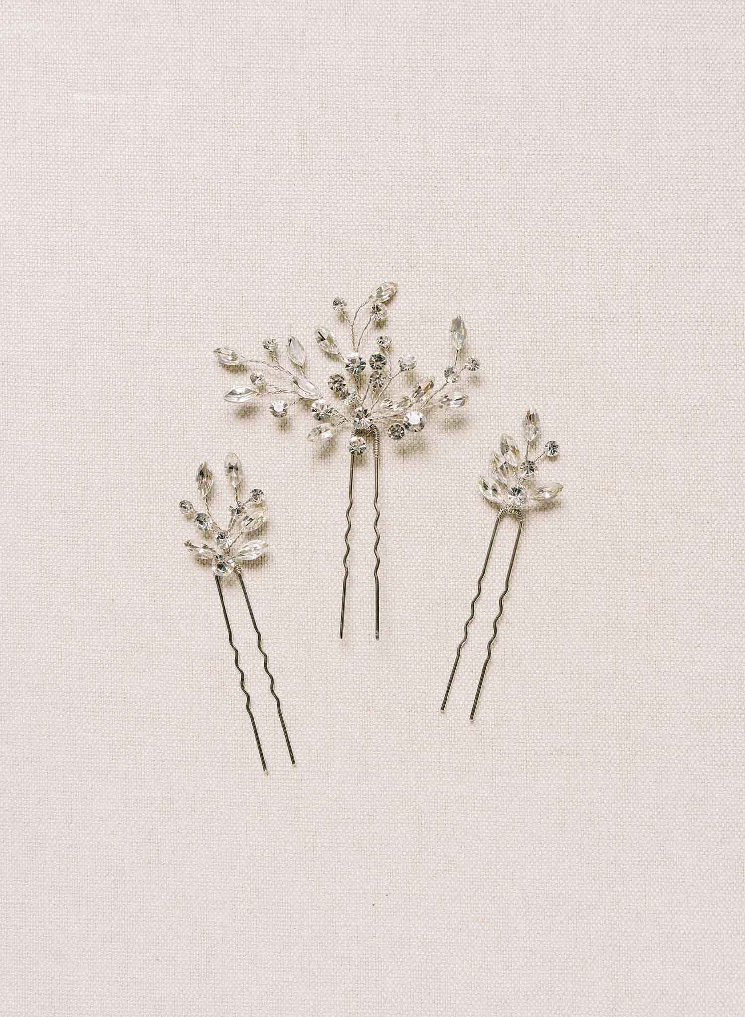 Sparkling crystal droplets hair pin set of 3 - Style #2115
