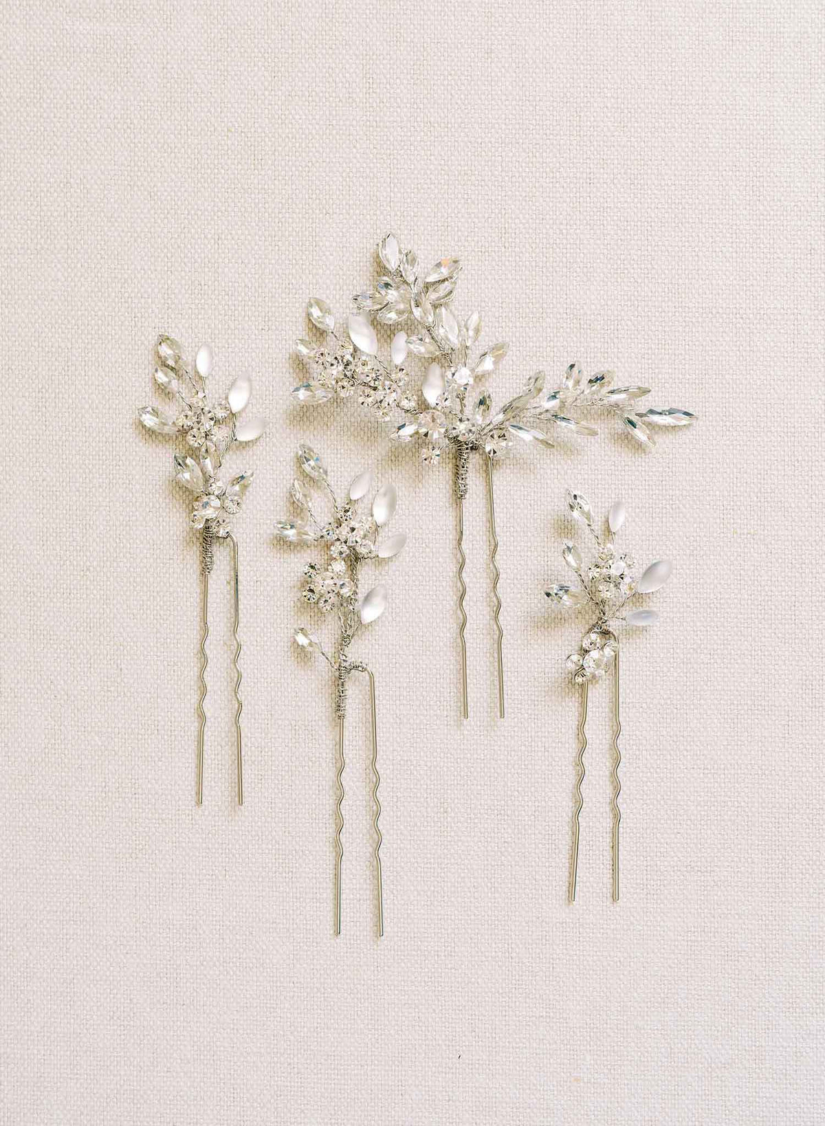 Austrian crystal bridal hair pins - Crystal ferns hair pin set of 4 ...