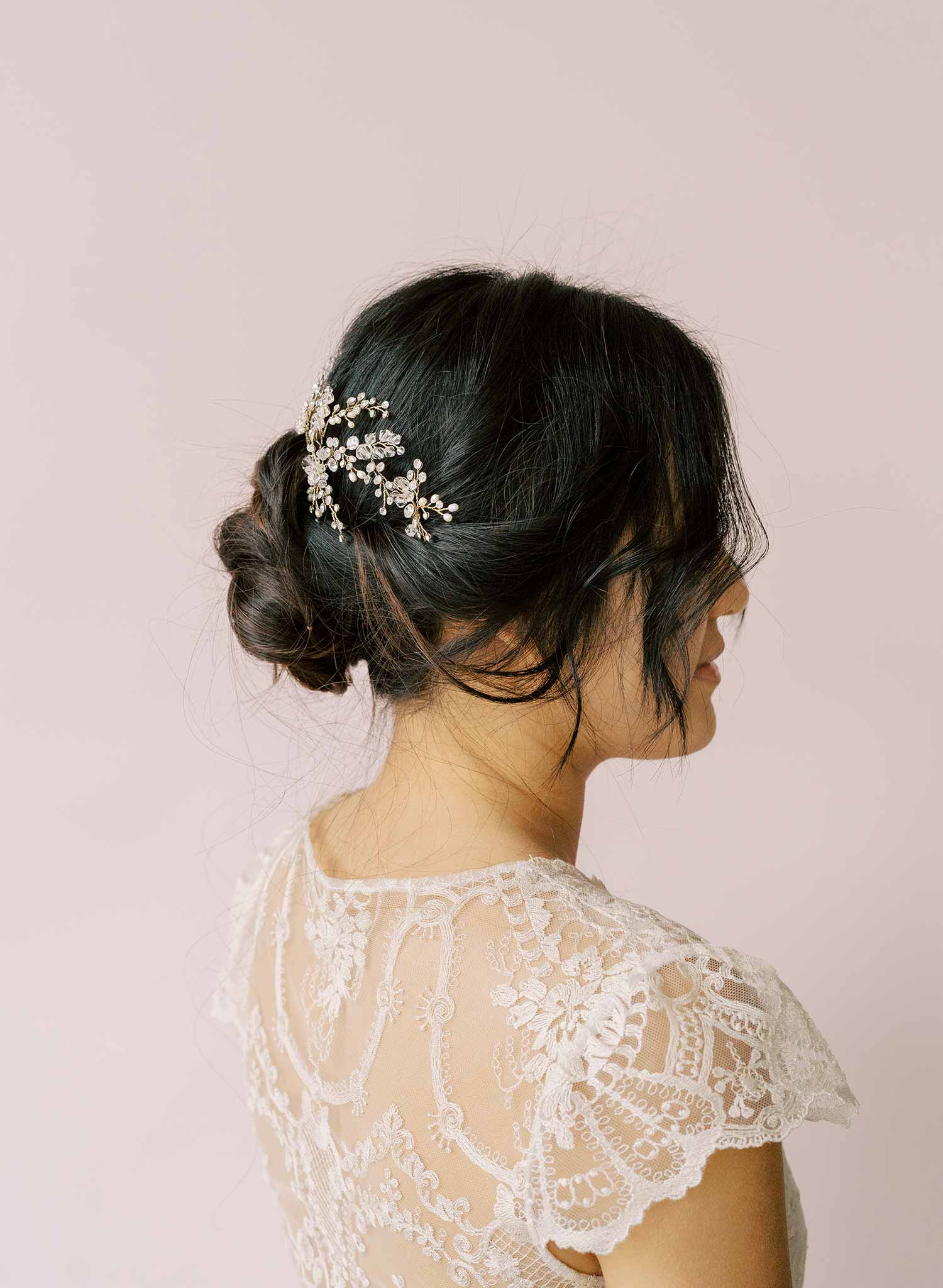 crystal baby's breath bridal hair pins set, twigs & honey