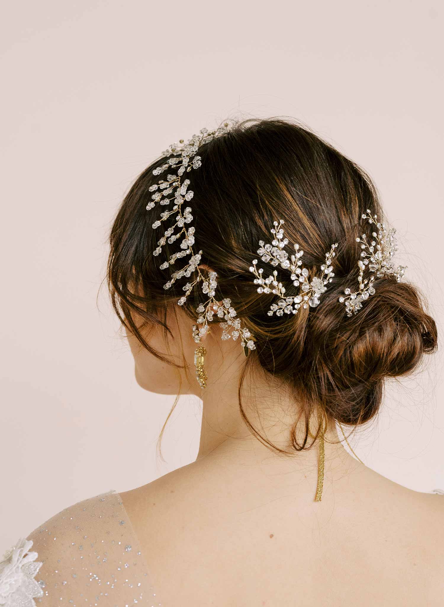 crystal baby's breath bridal hair pins set, twigs & honey