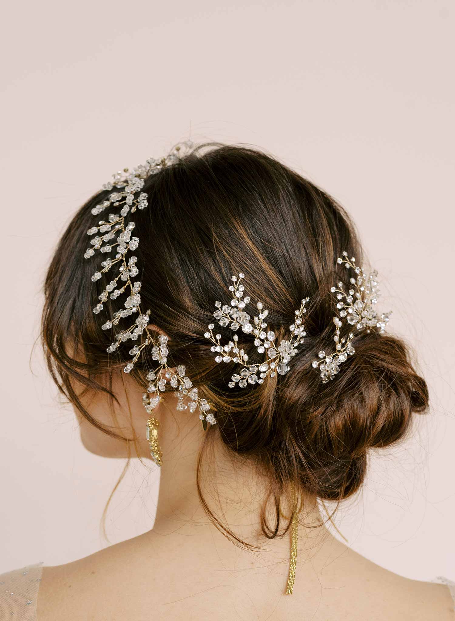 crystal baby's breath bridal hair pins set, twigs & honey