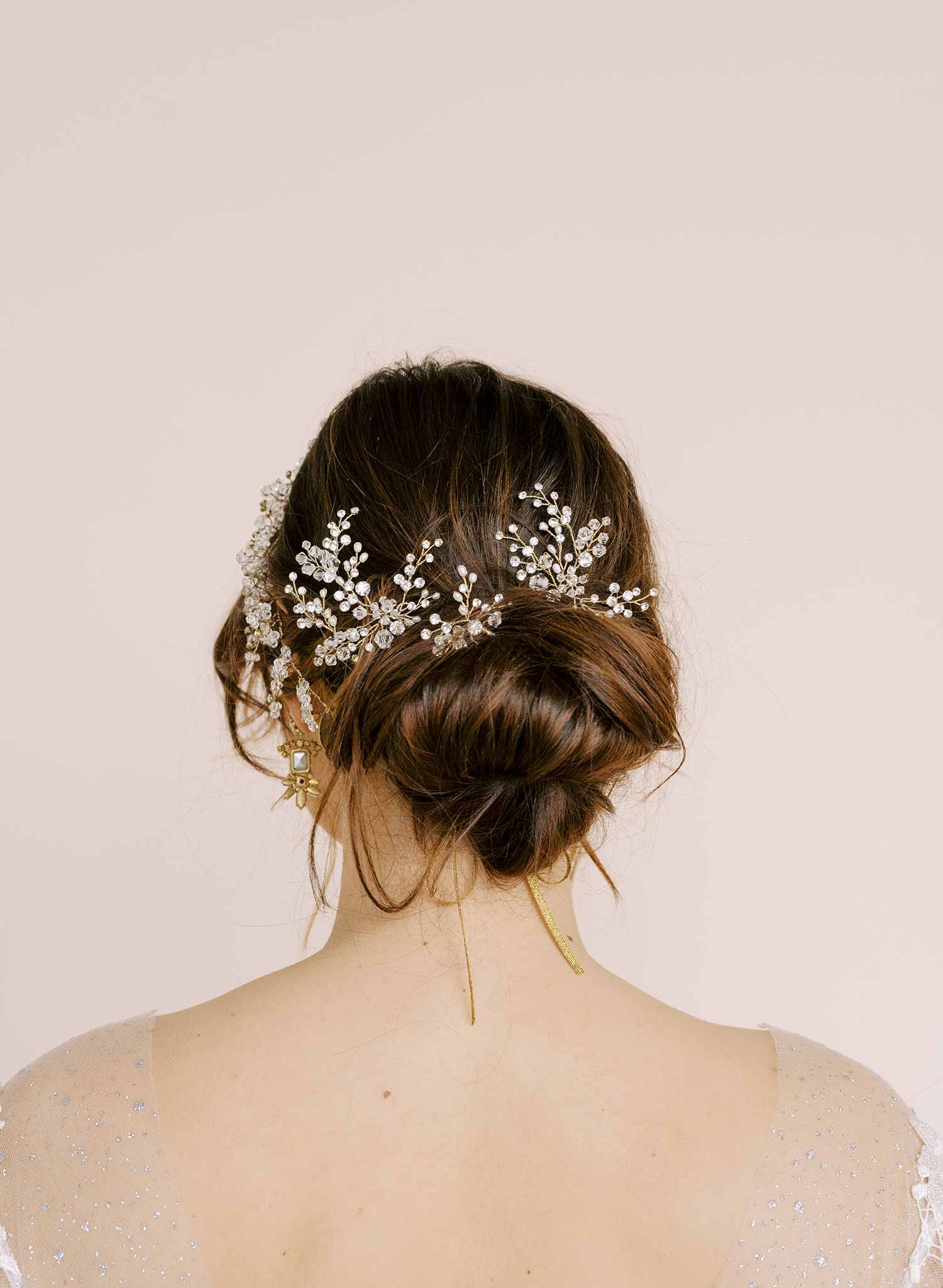 Twigs & Honey Pearl Hair Pin Set, Floral - Baby's Breath Freshwater Hair Pin Set of 5 - Style #2158