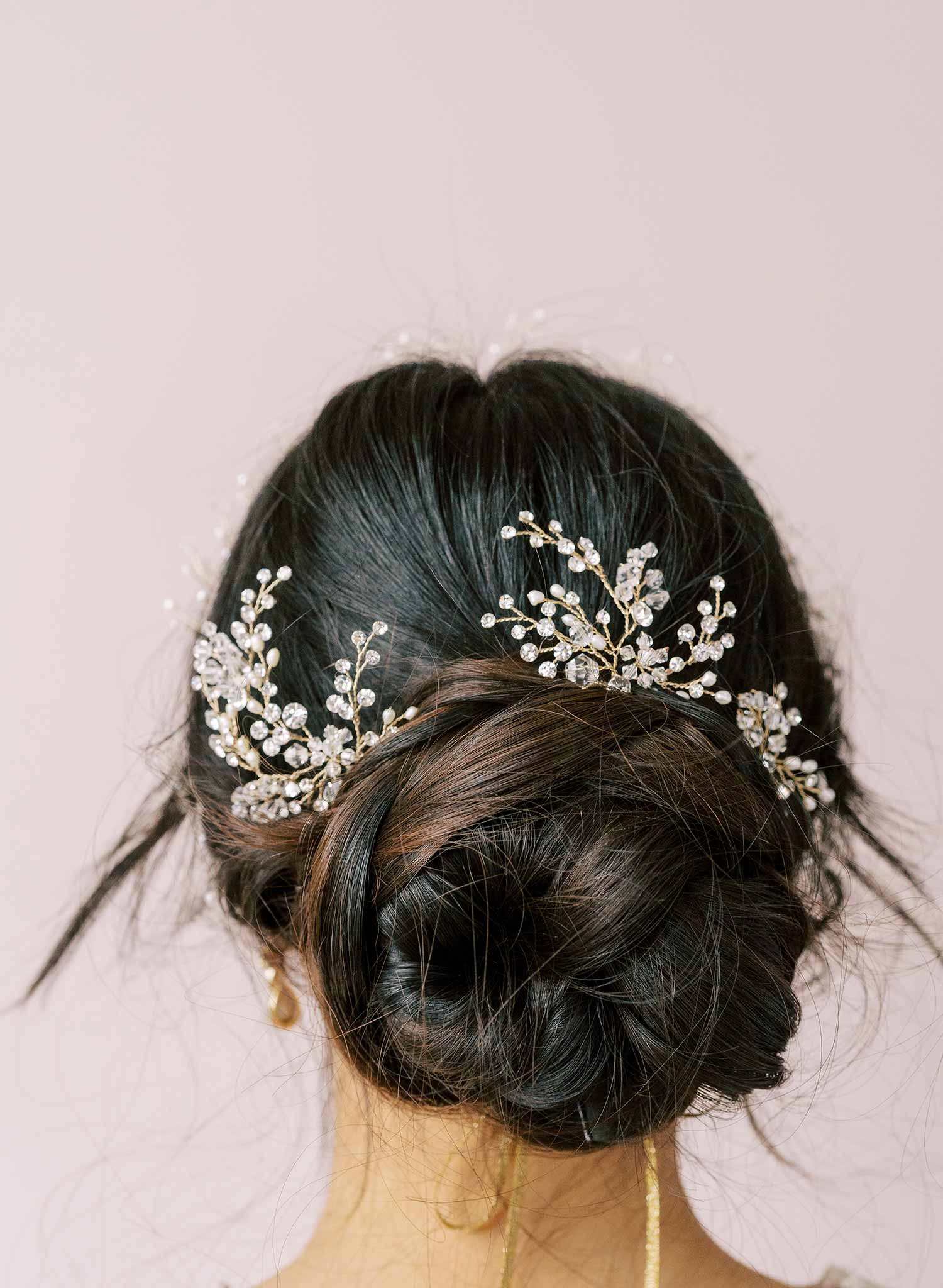 Bridal crystal hair accessories, bobby pins - Crystal baby's breath pin set of 3 - | Twigs & Honey LLC