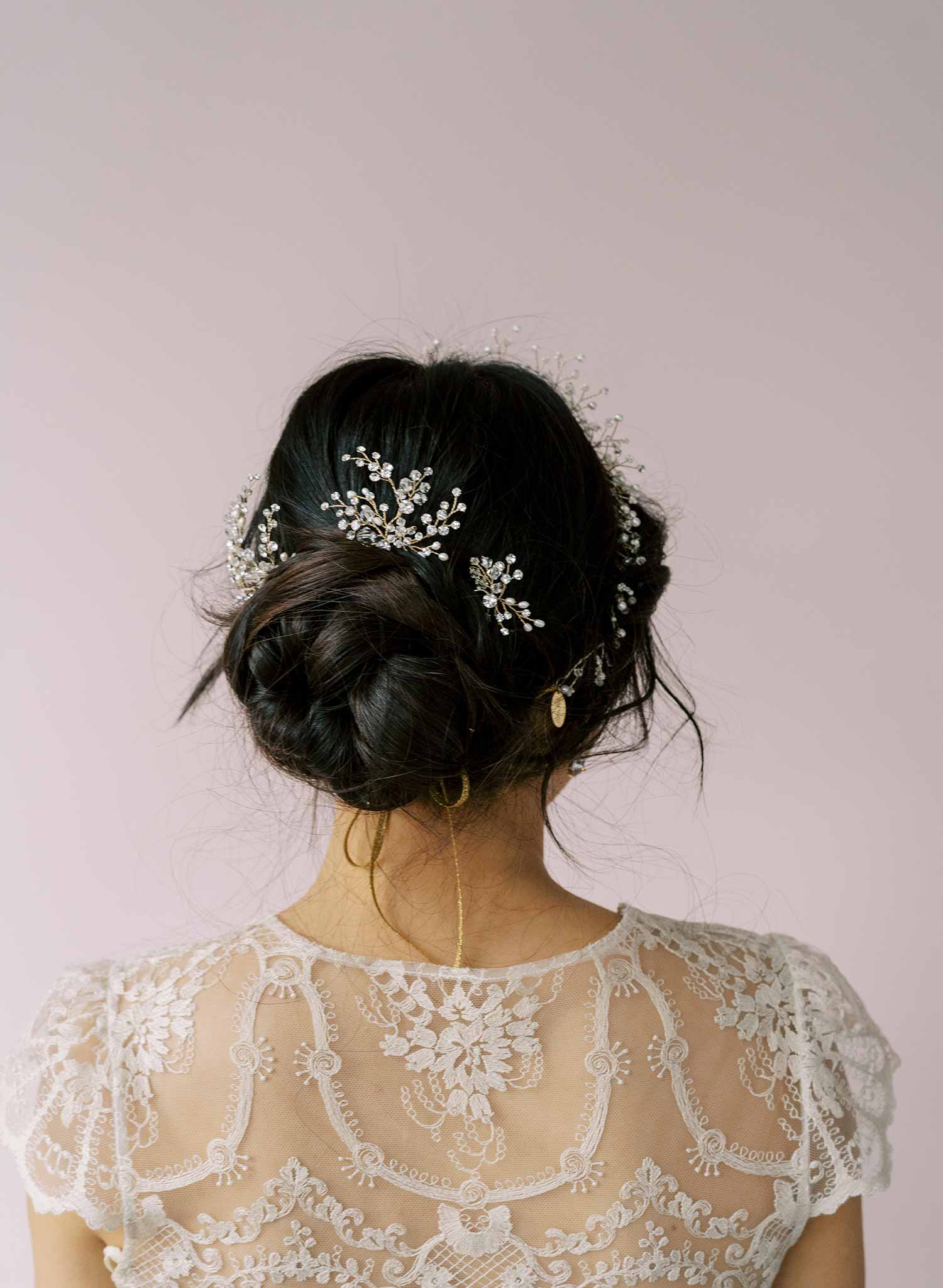 crystal baby's breath bridal hair pins set, twigs & honey