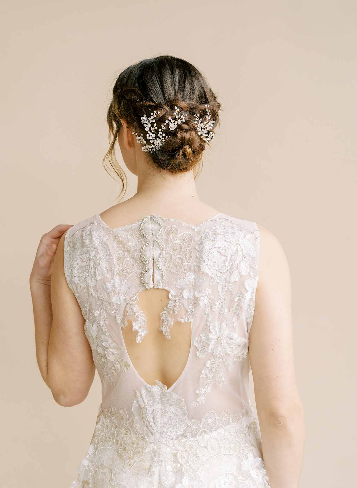 crystal baby's breath bridal hair pins set, twigs & honey
