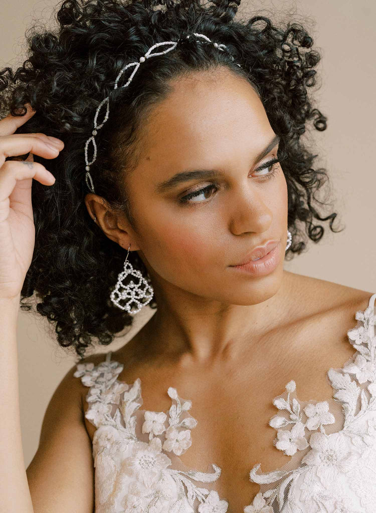 pearl filigree lace wired bridal earrings, twigs and honey