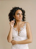 pearl filigree lace wired bridal earrings, twigs and honey