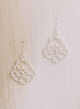 pearl filigree lace wired bridal earrings, twigs and honey