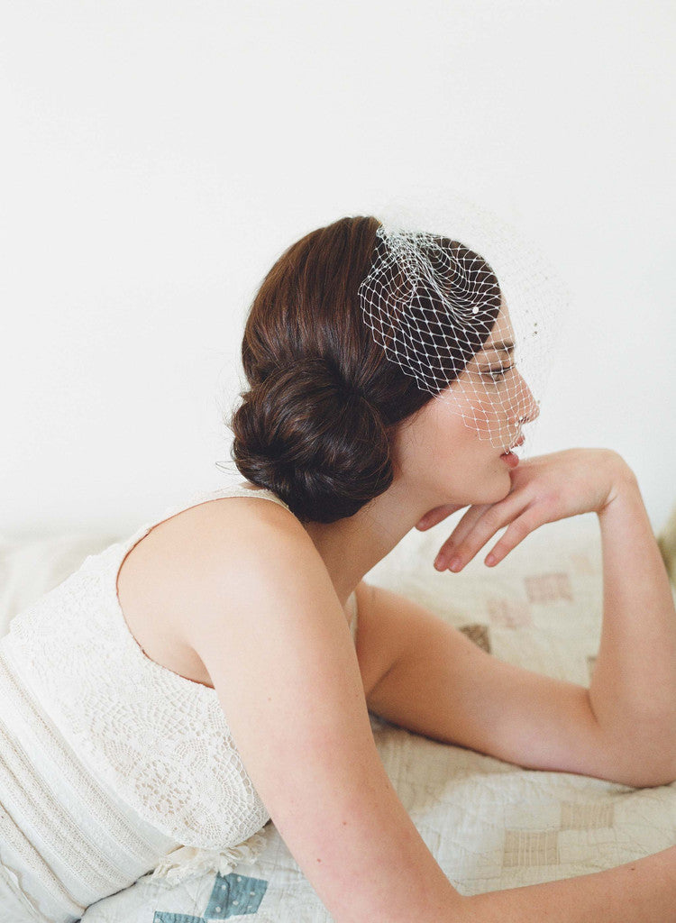 bridal birdcage veil with crystals by twigs & honey