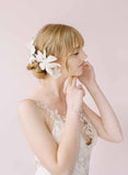 hand embroidered sequin flower hair comb for brides by twigs & honey