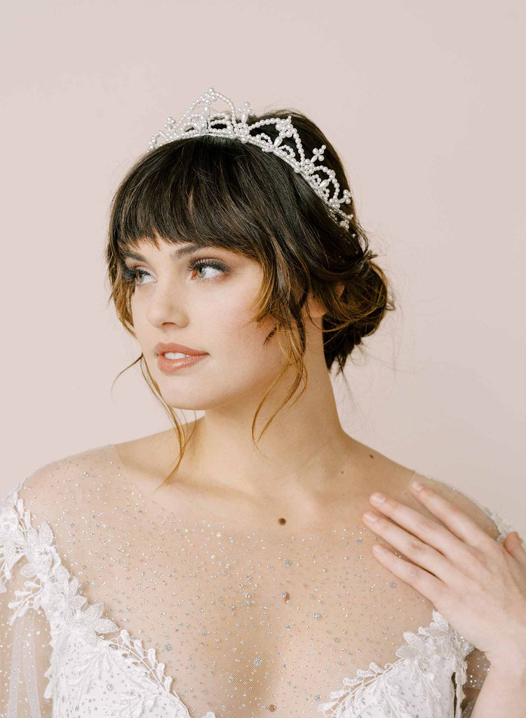 pearl vintage inspired tiara crown for brides by twigs and honey