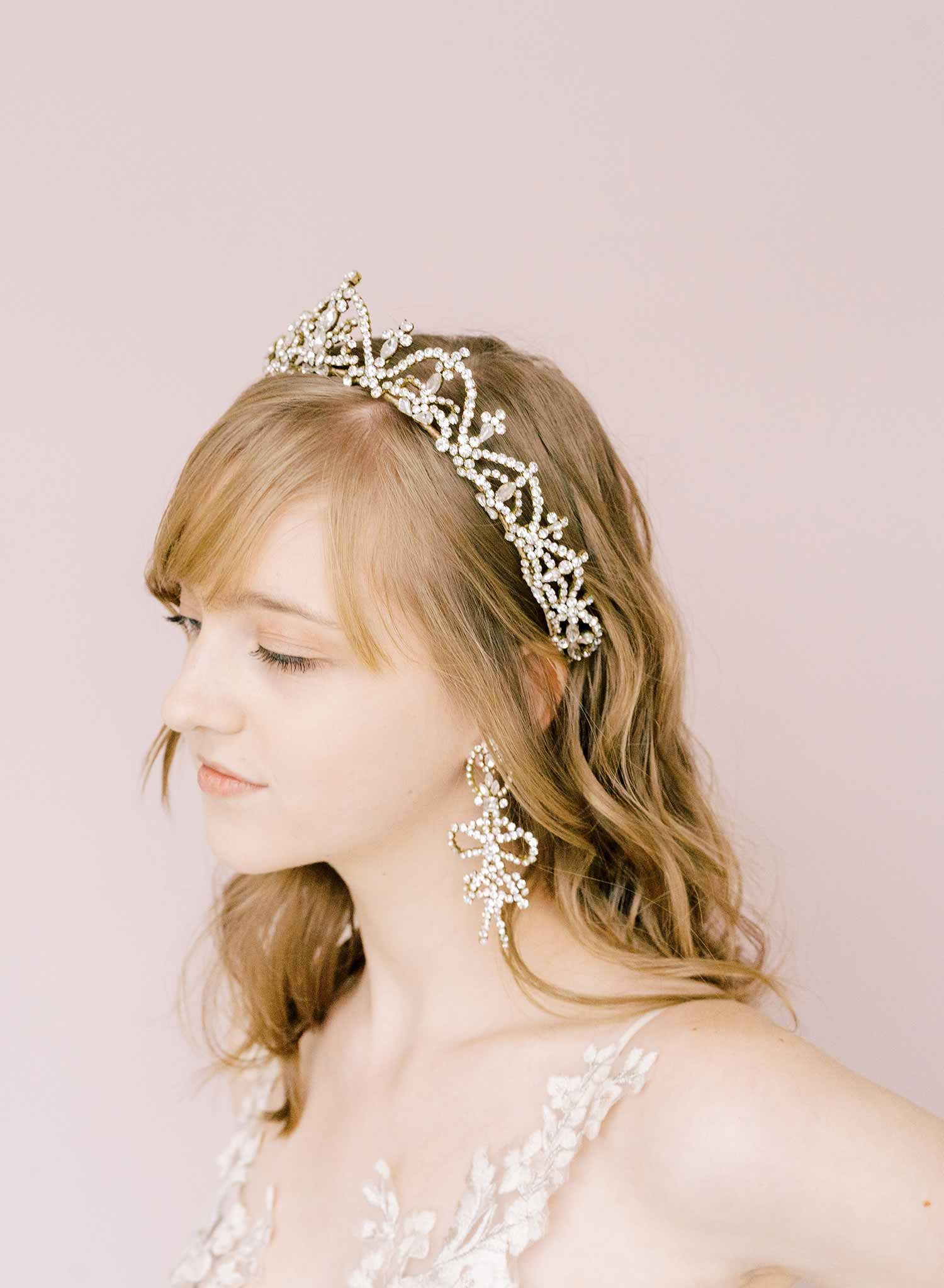 Crystal bridal bow earrings - Dramatic crystal double bow earrings - Style  #2121
