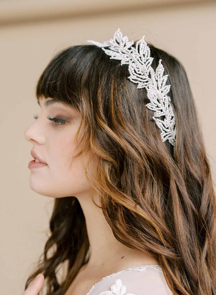 Swan lake pearl leaves inspired, grecian crown, headpiece twigs & honey