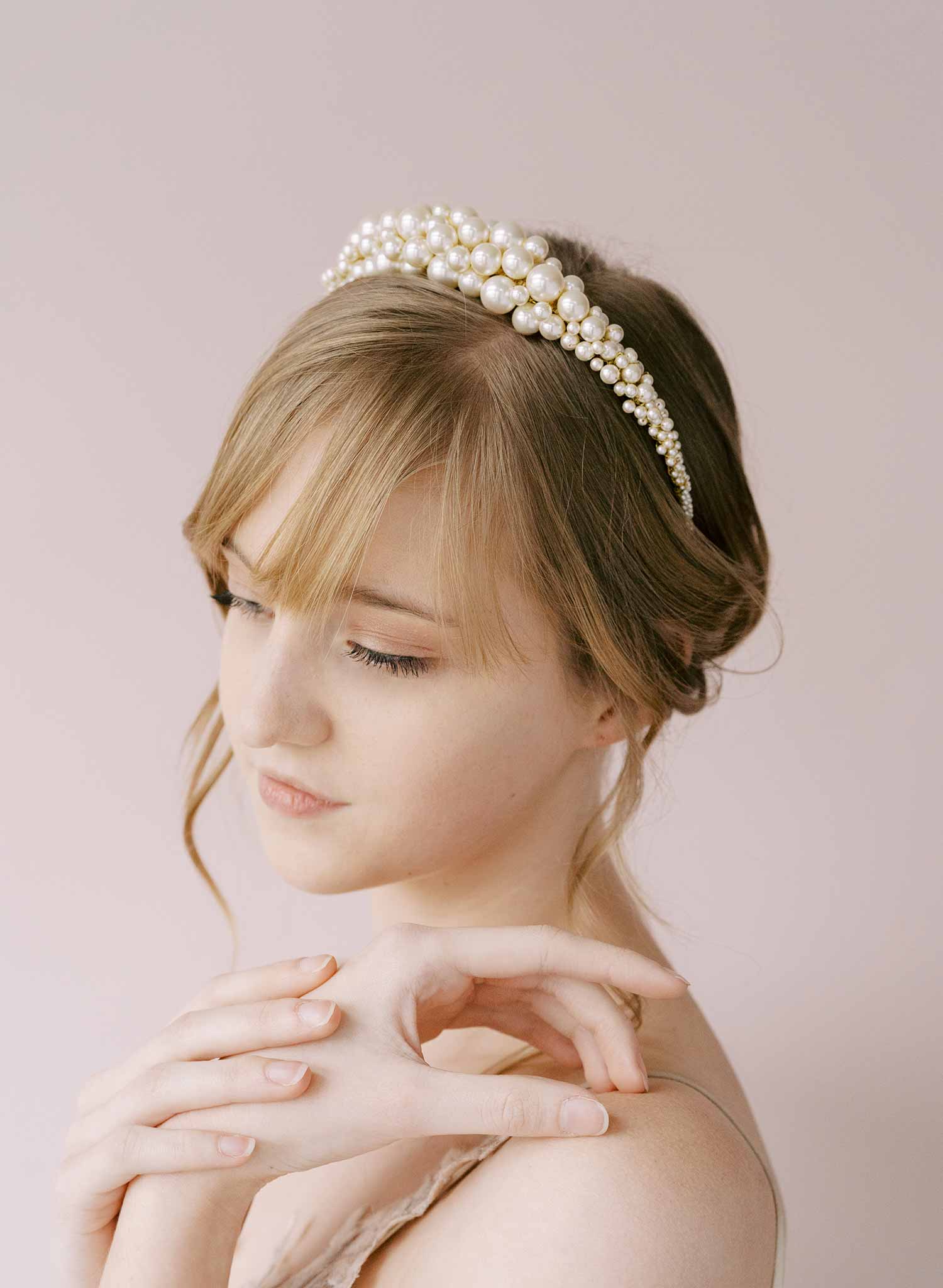 Pearl Bridal Thin Headband. Pearl Hairband for Wedding, Simple Pearl  Wedding Hair Tiara, Crystal Headpiece for Wedding G038 