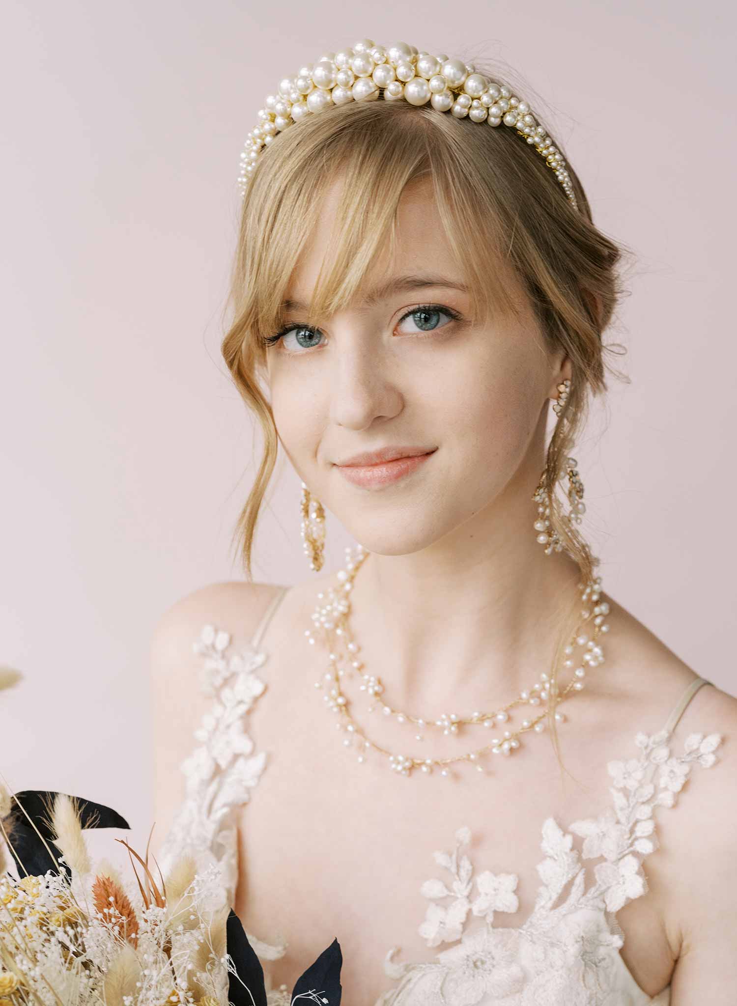 Twigs & Honey Swarovski Pearl Bridal Headband, Tiara - Venus Pearl Headband - Style #21303