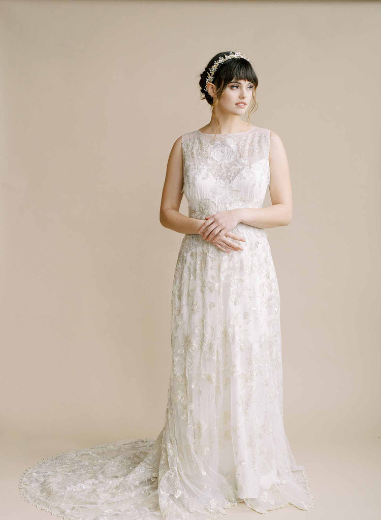 grecian inspired gold leaf and crystal pearl hair vine by twigs & honey