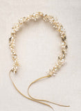 grecian inspired gold leaf and crystal pearl hair vine by twigs & honey