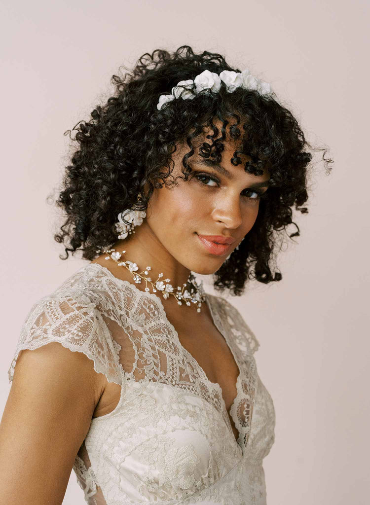 flower porcelain and crystal hair vine bridal by twigs & honey