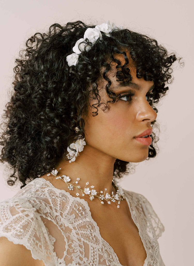 flower porcelain and crystal hair vine bridal by twigs & honey