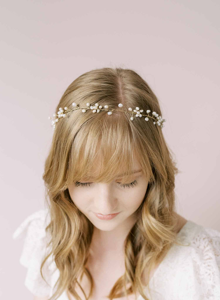 Freshwater pearl daisy chain hair vine - Style #2136