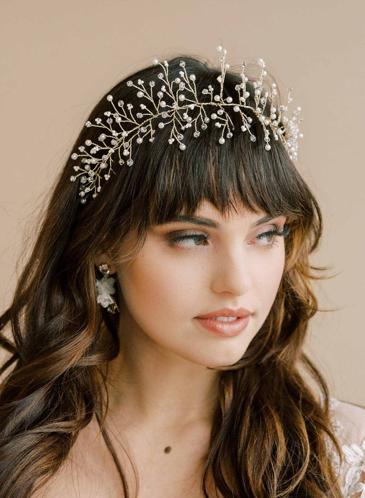 pearl lightweight bridal hair vine, headpiece by twigs & honey