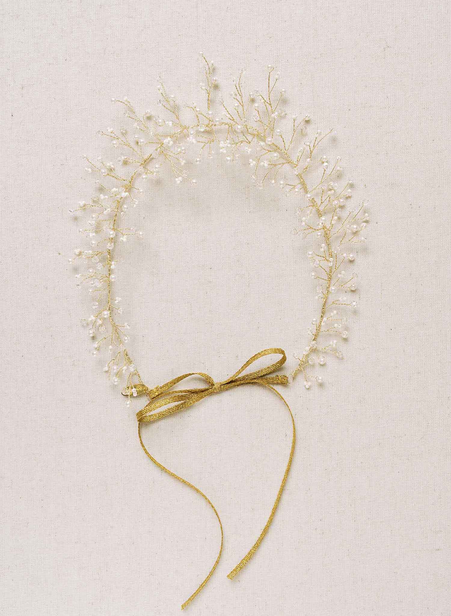 Wispy freshwater pearl and crystal hair vine - Style #2140