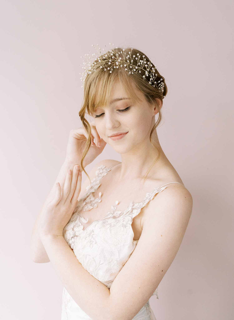 pearl lightweight bridal hair vine, headpiece by twigs & honey