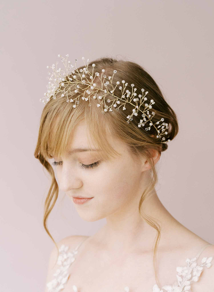 pearl lightweight bridal hair vine, headpiece by twigs & honey