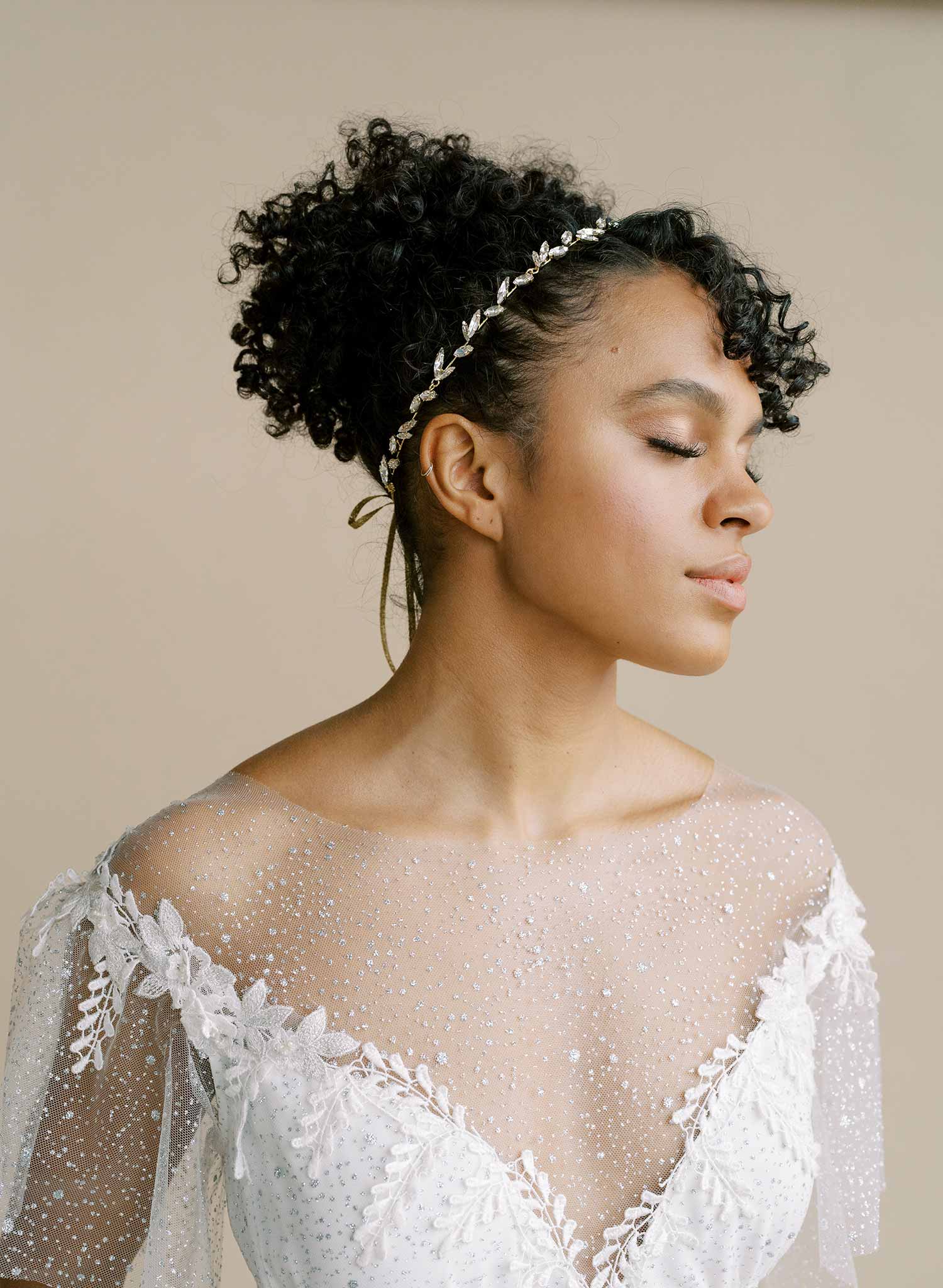 bridal circlet, headpiece with crystals by twigs and honey
