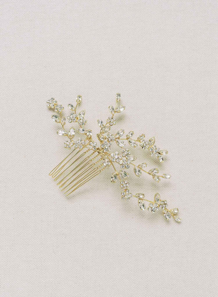 modern crystal bridal hair comb by twigs and honey