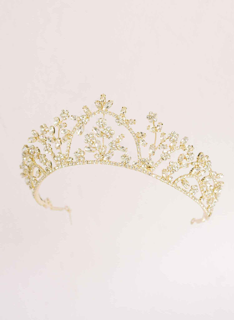 dramatic bridal crystal tiara crown by twigs and honey