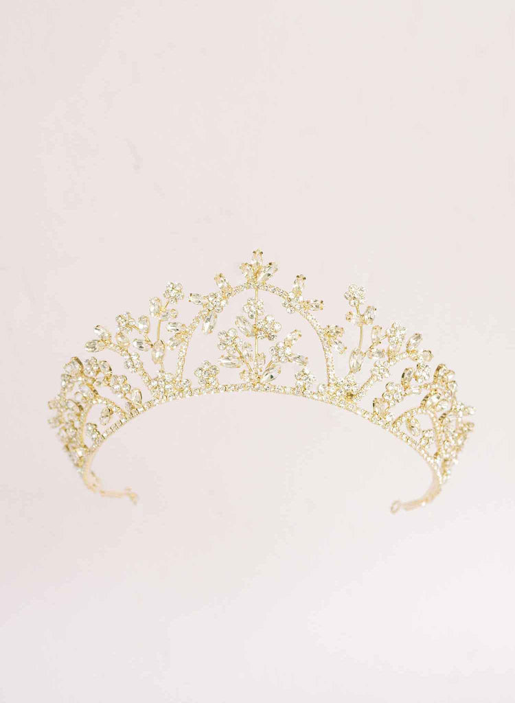 dramatic bridal crystal tiara crown by twigs and honey