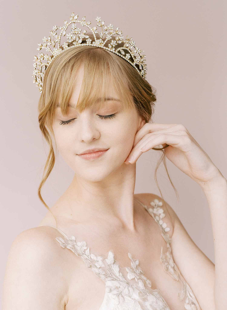 dramatic bridal crystal tiara crown by twigs and honey