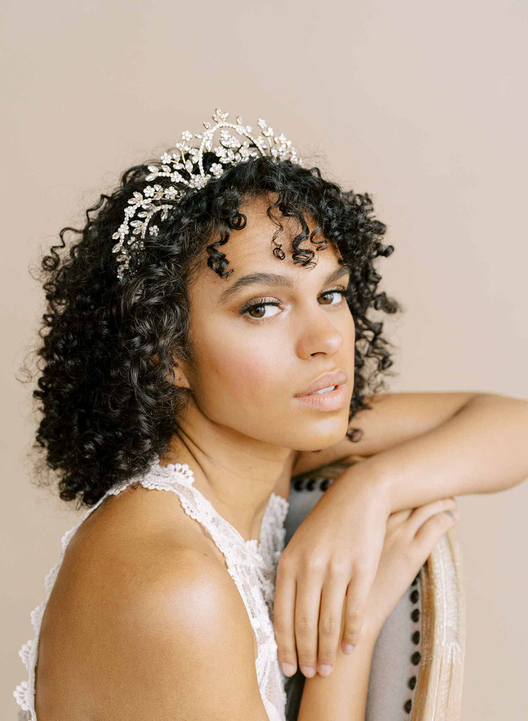 dramatic bridal crystal tiara crown by twigs and honey