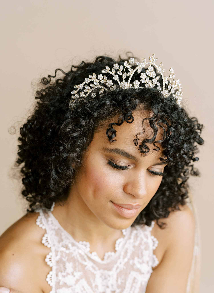 dramatic bridal crystal tiara crown by twigs and honey