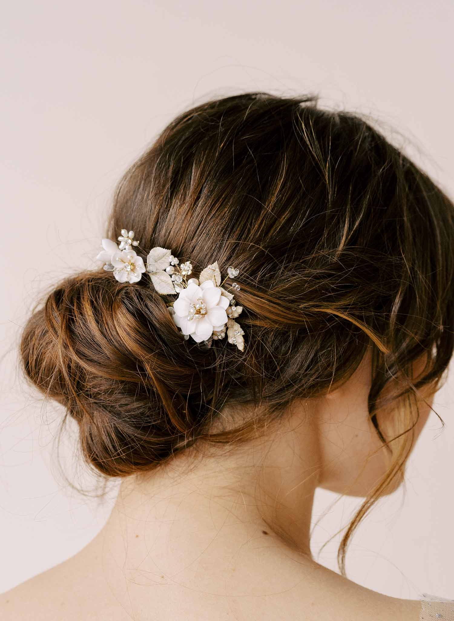 Twigs & Honey Floral Bridal Hair Pins, Florelle - Creamy Blossom Hair Pin Set of 2 - Style #925