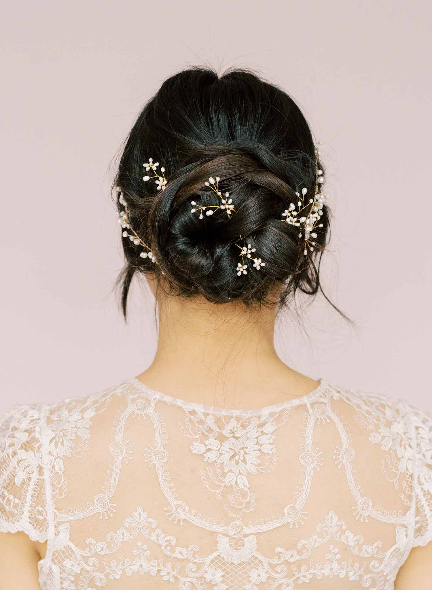 Baby's breath freshwater hair pin set of 5 - Style #2158