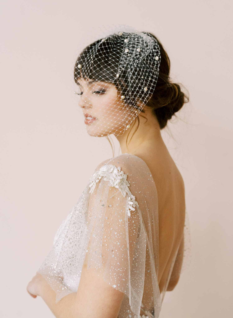 pearl birdcage veil, modern veil by twigs & honey