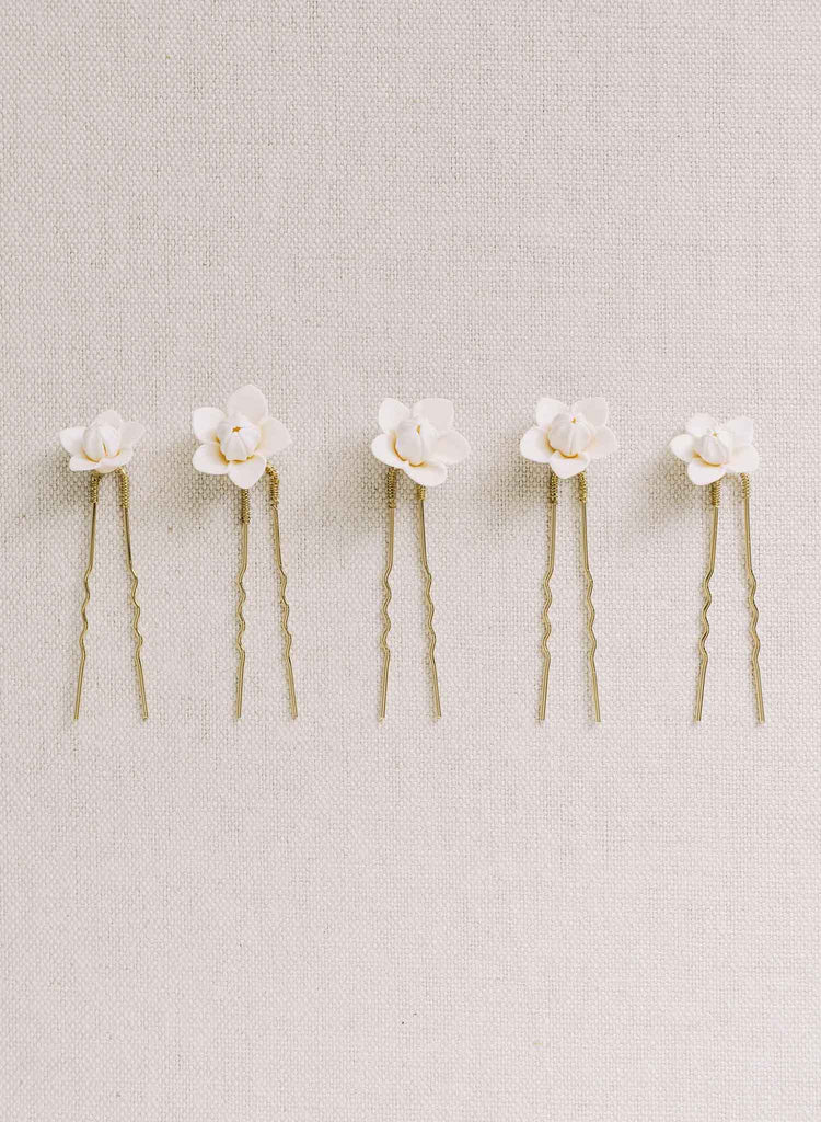 floral clay buds hair pin, bobby set by twigs and honey