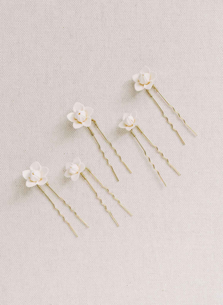 floral clay buds hair pin, bobby set by twigs and honey