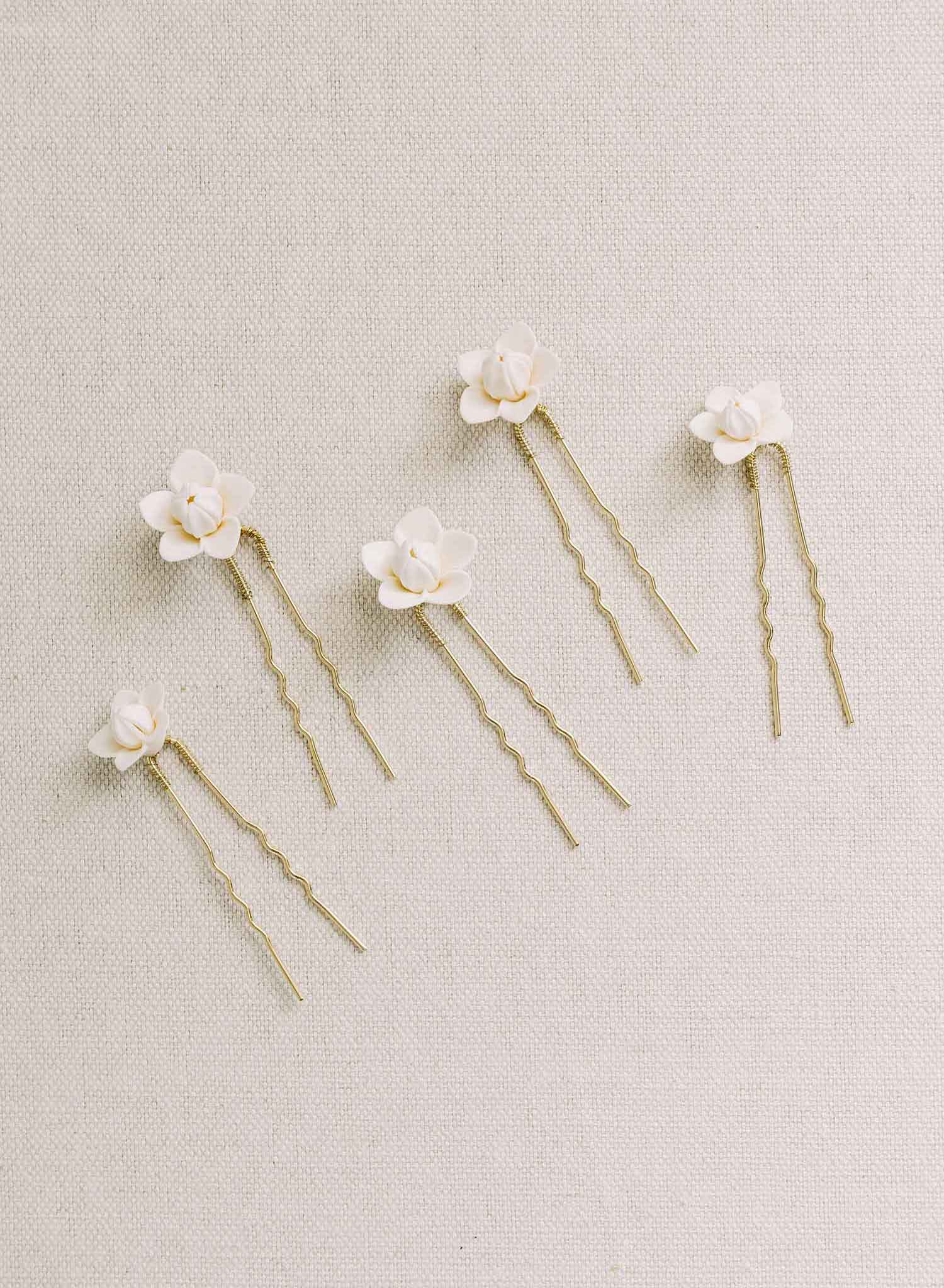 Floral bud bridal hair pin set of 5 - Style #2168