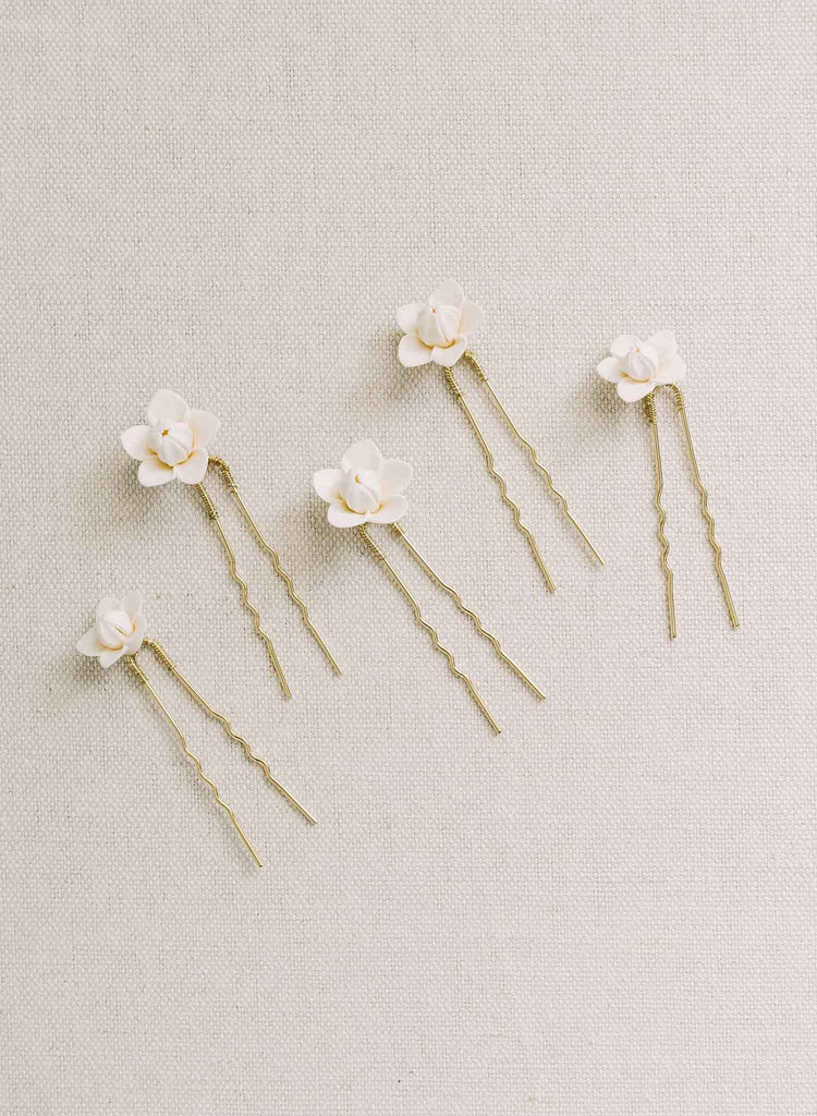 floral clay buds hair pin, bobby set by twigs and honey