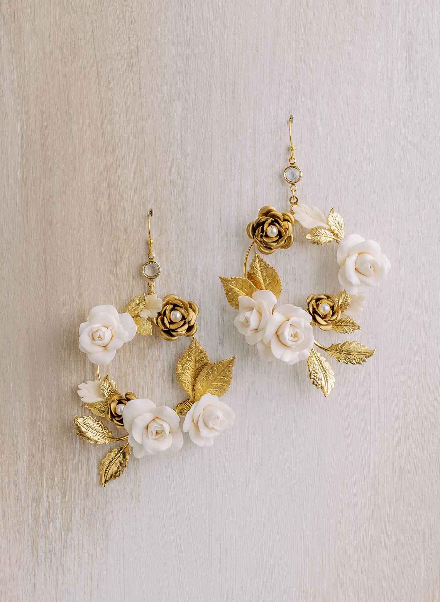 Clay flower and charm circle earrings - Style #2169