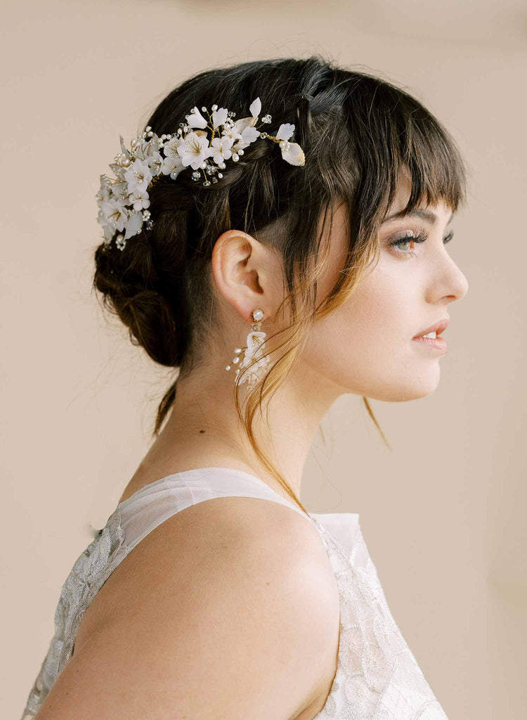 wedding clay flower headpiece, hair adornment by twigs and honey