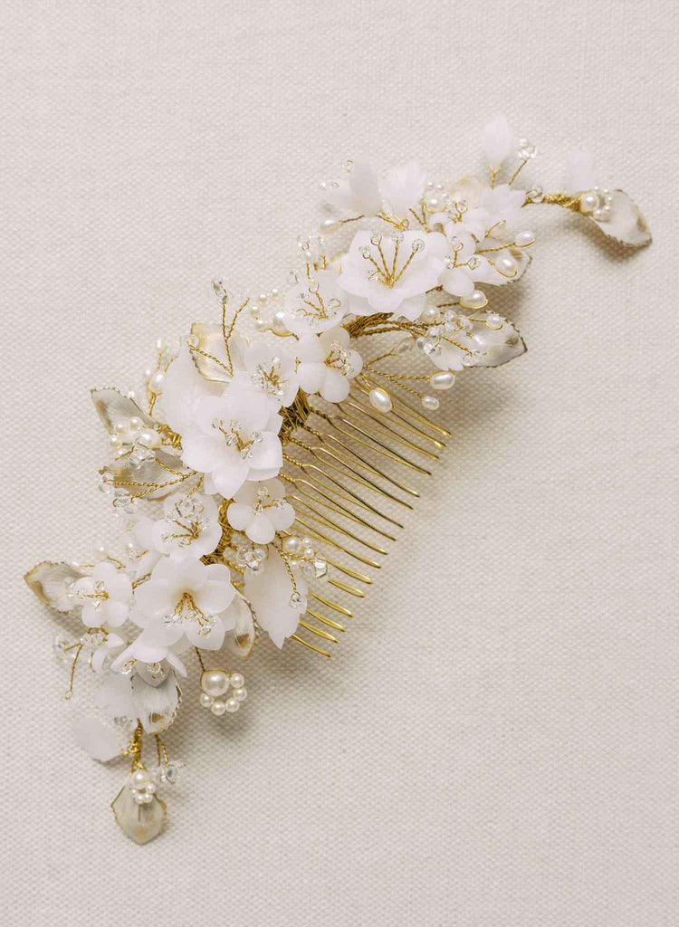 wedding clay flower headpiece, hair adornment by twigs and honey